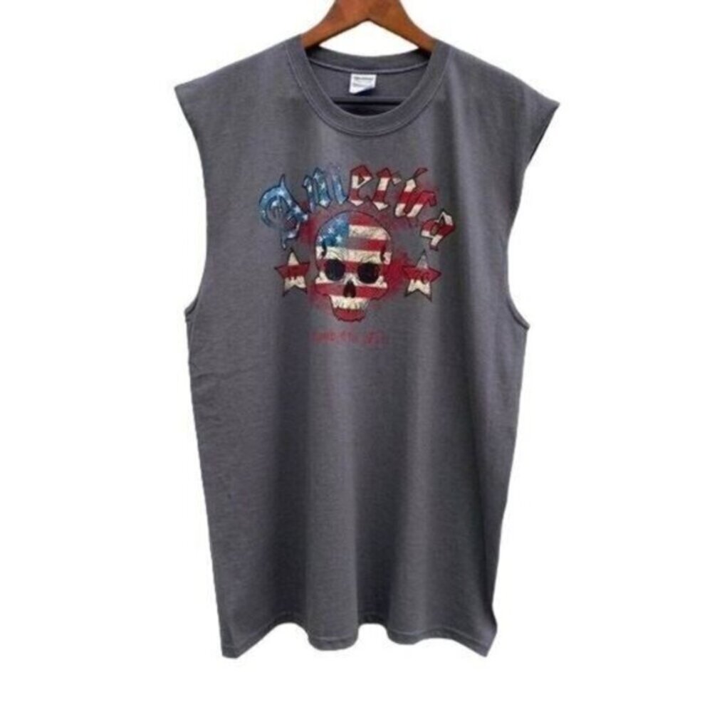 Men’s America Land Of The Free Skull Muscle T-Shirt